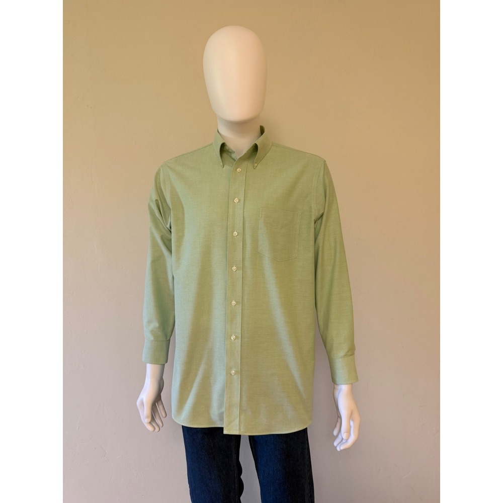 Stafford Essentials Mens Size 16 ‎ 32-33 Classic Fit Oxford Shirt Sage Green